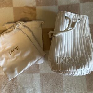 Dior White Draw String Bags